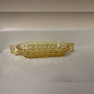 Vintage Indiana Glass Tiara Constellation Yellow Relish Dish